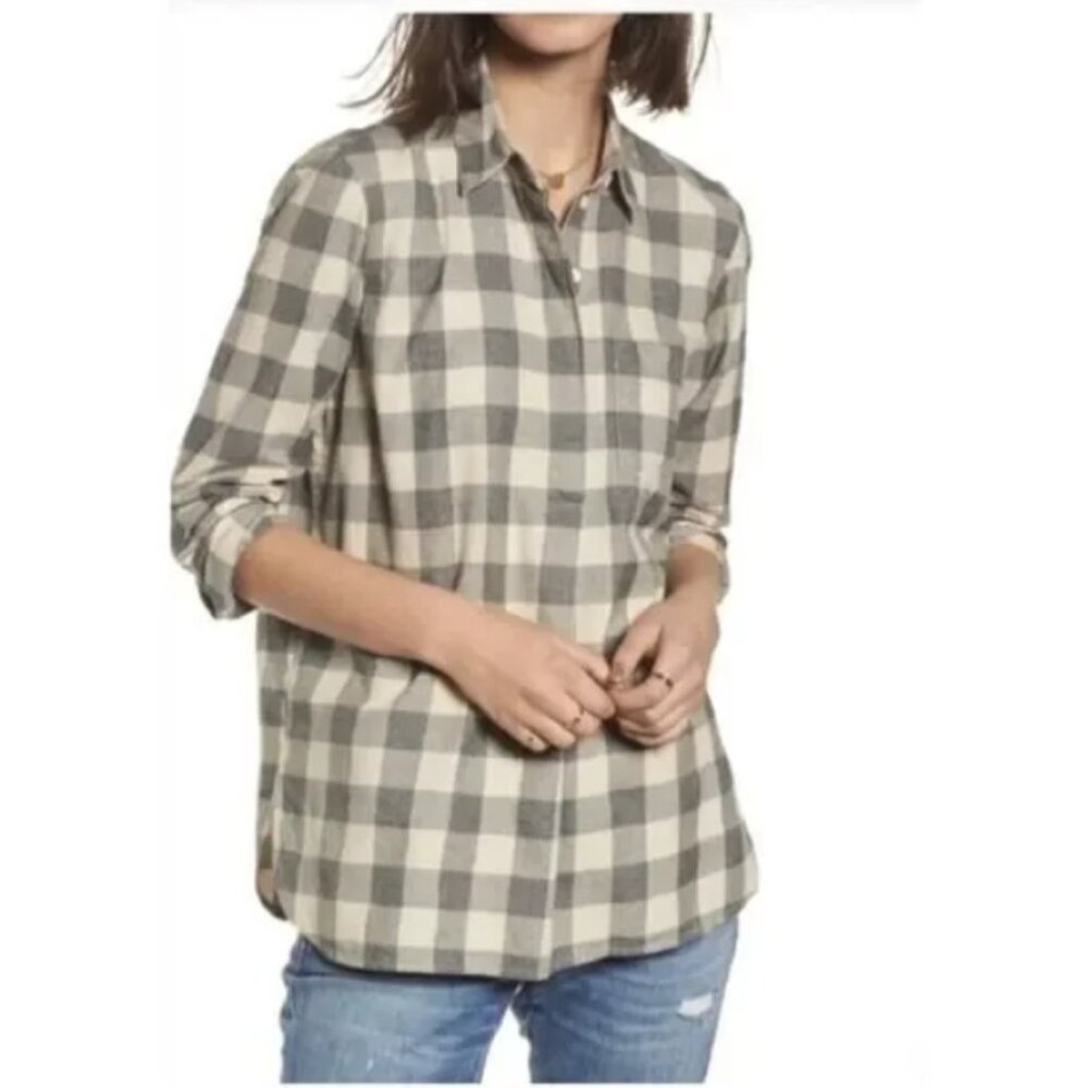 Madewell Womans Boyfriend Long Sleeve Buffalo Checkered Shirt Back Button Size M